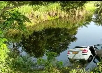 तेज रफ्तार कार पानी भरे गड्ढे में समाई,उद्योग विभाग के अधिकारी और स्टेनो सहित तीन की दर्दनाक मौत